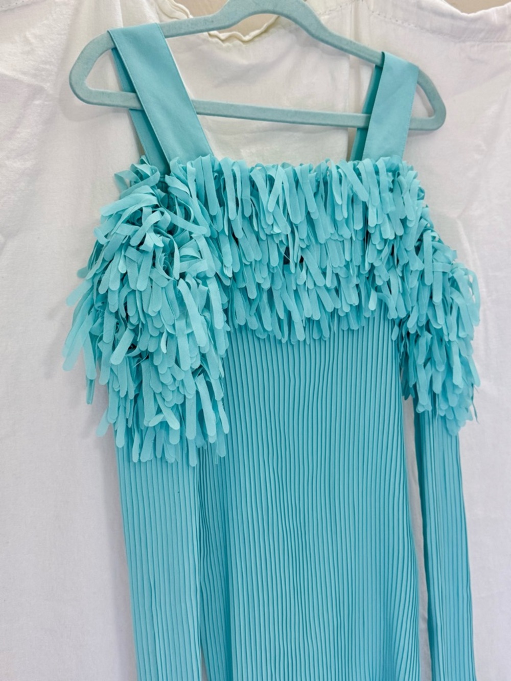 Aqua Fringe-Trim Long-Sleeve Ribbed Women's Top - Picture 2 of 12